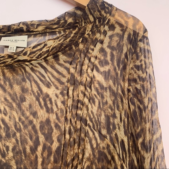 Karen Millen Animal Print Sheer Top - Picture 5 of 7